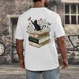 Fantasy Drama Tragedy Cat Book Lover Reading Humor Men's Back Print T-Shirt