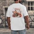 Fox And Book Lover Graphic For Women And Spring Pink Flower Men's Back Print T-Shirt Fox And Book Lover Graphic For Women And Spring Pink Flower Men's Back Print T-Shirt