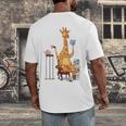 Giraffe Reading Tea Books Coffee Book Lover Graphic Men's Back Print T-Shirt Giraffe Reading Tea Books Coffee Book Lover Graphic Men's Back Print T-Shirt