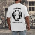 Go Away I'm Introverting Cat With Coffee Men's Back Print T-Shirt Go Away I'm Introverting Cat With Coffee Men's Back Print T-Shirt