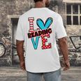 I Heart Books Love Reading Red And Stripe Animated Cat For Men Women Girls Kids Men's Back Print T-Shirt