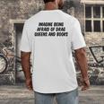 Imagine Being Afraid Of Drag Queens And Books Premium Men's Back Print T-Shirt Imagine Being Afraid Of Drag Queens And Books Premium Men's Back Print T-Shirt
