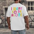 Introvert I Want To Be Alone Retro Wavy Men's Back Print T-Shirt