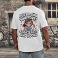 Kawaii Cat And Books Just A Girl Who Loves Both Men's Back Print T-Shirt Kawaii Cat And Books Just A Girl Who Loves Both Men's Back Print T-Shirt
