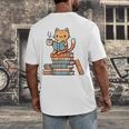 Kawaii Cat Coffee Books Teacher Men Women Girls Kids Men's Back Print T-Shirt