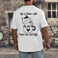 Life Is Better With Books Cats And Coffee Shirt Men's Back Print T-Shirt Life Is Better With Books Cats And Coffee Shirt Men's Back Print T-Shirt