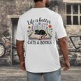 Life Is Better With Cats And Books Men's Back Print T-Shirt Life Is Better With Cats And Books Men's Back Print T-Shirt