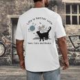 Life Is Better With Yarn Cats And Books Men's Back Print T-Shirt