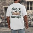 Merry And Booked Holiday Reading Winter Book Lover Premium Tri-Blend Men's Back Print T-Shirt