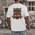 Owl With Glasses And Book Reading Men's Back Print T-Shirt Owl With Glasses And Book Reading Men's Back Print T-Shirt