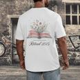 Quote New Chapter Begins Retired 2025 Floral Open Book Men's Back Print T-Shirt Quote New Chapter Begins Retired 2025 Floral Open Book Men's Back Print T-Shirt