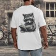 Raccoon With Book Cute Raccoons Reading Books Men's Back Print T-Shirt