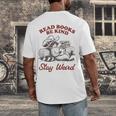 Read Books Be Kind Stay Weird Bookish Cowboy Reading Raccoon Men's Back Print T-Shirt Read Books Be Kind Stay Weird Bookish Cowboy Reading Raccoon Men's Back Print T-Shirt