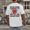 Read Your Heart Out Teacher Valentines Book Lover Men's Back Print T-Shirt Read Your Heart Out Teacher Valentines Book Lover Men's Back Print T-Shirt