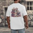 Reading A Book Per Day Keeps Reality Away Skeleton Books Men's Back Print T-Shirt