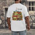 Reading Books Librarian Reader Nerd I'm Ok Teacher School Men's Back Print T-Shirt
