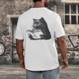 Reading Cat Cat Book Lover Men's Back Print T-Shirt Reading Cat Cat Book Lover Men's Back Print T-Shirt