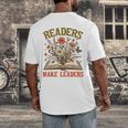 Reading Squad Book Lover Bookish Floral Readers Make Leaders Men's Back Print T-Shirt