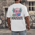 Readsolotl Cute Axolotl Reading Book Kawaii Pink Aesthetic Men's Back Print T-Shirt Readsolotl Cute Axolotl Reading Book Kawaii Pink Aesthetic Men's Back Print T-Shirt