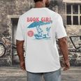 Retro Book Girl Summer Beach Vacation For Book Lover Men's Back Print T-Shirt