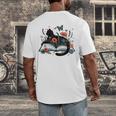 Retro Cute Cat Floral Book Librarian Vintage Floral Cat Book Men's Back Print T-Shirt Retro Cute Cat Floral Book Librarian Vintage Floral Cat Book Men's Back Print T-Shirt