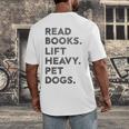 Retro Gym Book Lover Read Books Lift Heavy Pet Dogs Men's Back Print T-Shirt Retro Gym Book Lover Read Books Lift Heavy Pet Dogs Men's Back Print T-Shirt
