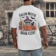 Salem WItch Book Club Halloween Raccoon Witch Reading Book Men's Back Print T-Shirt