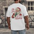 He Sees What You'Ve Been Reading Bookish Christmas Humor Men's Back Print T-Shirt He Sees What You'Ve Been Reading Bookish Christmas Humor Men's Back Print T-Shirt
