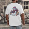 Snowman Reading Book Lovers Christmas Bookworm Librarian Men's Back Print T-Shirt Snowman Reading Book Lovers Christmas Bookworm Librarian Men's Back Print T-Shirt