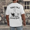 Today I'm A Serious Goose Animal Reading Book Lovers Men's Back Print T-Shirt Today I'm A Serious Goose Animal Reading Book Lovers Men's Back Print T-Shirt