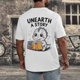 Unearth a Story Cute Dinosaur Summer Reading 2026 Dino Book Men's Back Print T-Shirt