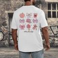 Valentine Teacher Cute Bows Apple Globe Pencil Books Art Men's Back Print T-Shirt