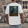 Van Gogh Starry Night Art Cat And Book Lovers Premium Tri-Blend Men's Back Print T-Shirt Van Gogh Starry Night Art Cat And Book Lovers Premium Tri-Blend Men's Back Print T-Shirt