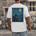 Van Gogh Starry Night Fantasy Reader Dragon Reading Book Men's Back Print T-Shirt