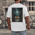 Vintage Ghost Book Reading Camping Gothic Halloween Teachers Men's Back Print T-Shirt
