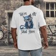 We'Re All Mad Here Cheshire Cat Alice Wonderland Book Kids Men's Back Print T-Shirt