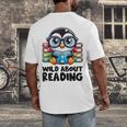 Wild About Reading Book Lover Penguin Men's Back Print T-Shirt Wild About Reading Book Lover Penguin Men's Back Print T-Shirt