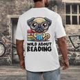 Wild About Reading Book Lover Pug Dog Men's Back Print T-Shirt Wild About Reading Book Lover Pug Dog Men's Back Print T-Shirt