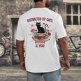 Women's Cat Books Romantic Floral Aesthetic Book Lover Cat Owner Men's Back Print T-Shirt