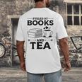 Women's Fueled By Books And Tea Book Lover Bookworm Reading Books Men's Back Print T-Shirt Women's Fueled By Books And Tea Book Lover Bookworm Reading Books Men's Back Print T-Shirt