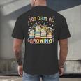 100th Day Of School Teacher Floral Books 100 Days Of Growing Men's Back Print T-Shirt