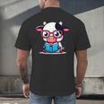 Adorable Book Lover Cow With Reading Glasses Cute Men's Back Print T-Shirt