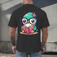 Adorable Book Lover Humming Bird With Reading Glasses Cute Men's Back Print T-Shirt
