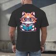 Adorable Book Lover Maine Coon Cat With Reading Glasses Cute Men's Back Print T-Shirt Adorable Book Lover Maine Coon Cat With Reading Glasses Cute Men's Back Print T-Shirt