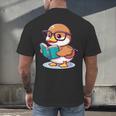 Adorable Book Lover Mallard Duck With Reading Glasses Cute Men's Back Print T-Shirt