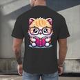 Adorable Book Lover Persian Cat With Reading Glasses Cute Men's Back Print T-Shirt Adorable Book Lover Persian Cat With Reading Glasses Cute Men's Back Print T-Shirt