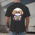 Adorable Book Lover Shih Tzu With Reading Glasses Cute Men's Back Print T-Shirt