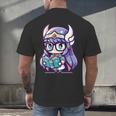 Adorable Book Lover Valkyrie With Reading Glasses Cute Men's Back Print T-Shirt