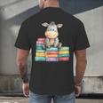 Adorable Donkey With Heart Sitting On Colorful Book Stack Men's Back Print T-Shirt Adorable Donkey With Heart Sitting On Colorful Book Stack Men's Back Print T-Shirt