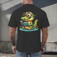 Alligator Reading a Book Animal Men's Back Print T-Shirt Alligator Reading a Book Animal Men's Back Print T-Shirt
